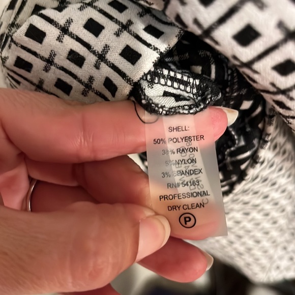 Calvin Klein midi dress square print ivory black sz 4 small medium - Picture 4 of 5